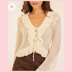 💖Ruffle Tie-Front Crocheted Cardigan💖